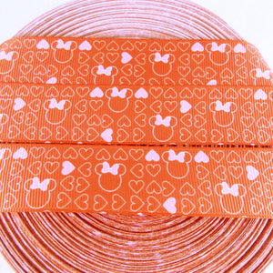 Ribbon by the Yard - Minnie with Hearts on Red