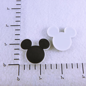 Set of 2 - PVC Resin -  Mickey Heads White & Black