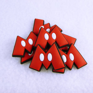 Set of 2 - PVC Resin -  Red "M" White Dots