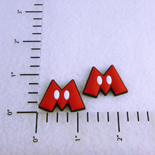 Load image into Gallery viewer, Set of 2 - PVC Resin -  Red &quot;M&quot; White Dots
