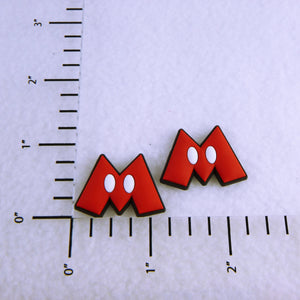 Set of 2 - PVC Resin -  Red "M" White Dots