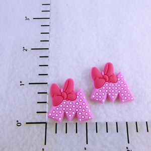 Set of 2 - PVC Resin -  Pink "M" Polka Dot