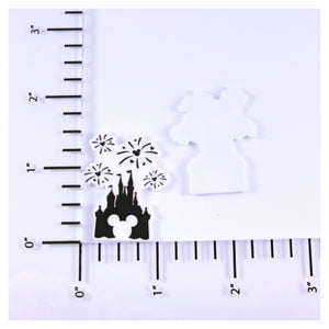 Set of 2 - Planar Resin - Castle with Fireworks