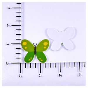 Set of 2 - Planar Resin - Butterflies - Green