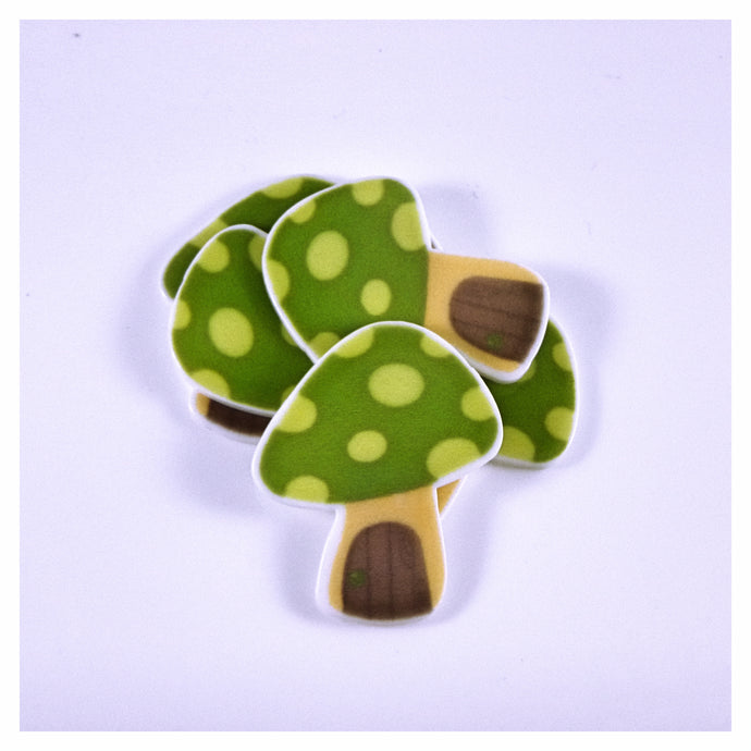 Set of 2 - Planar Resin - Mushrooms - Green