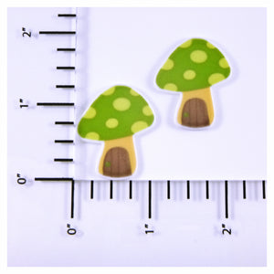 Set of 2 - Planar Resin - Mushrooms - Green