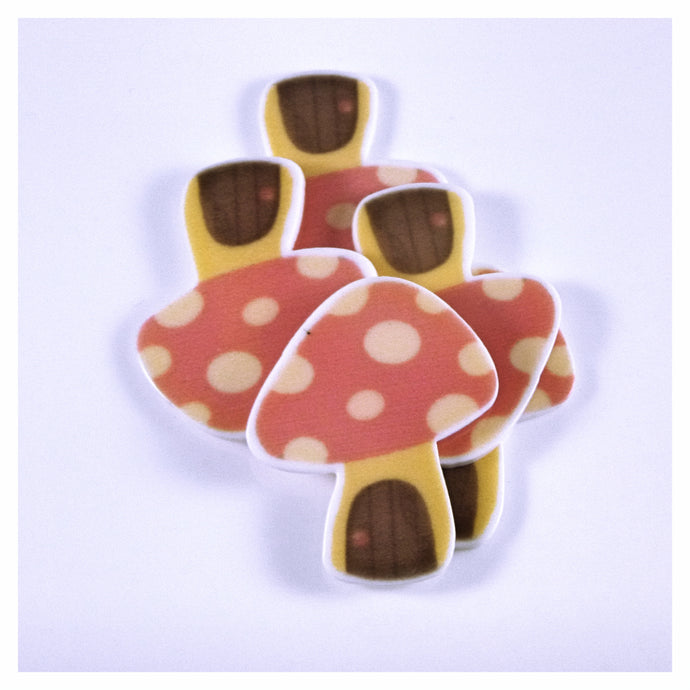 Set of 2 - Planar Resin - Mushrooms - Pink