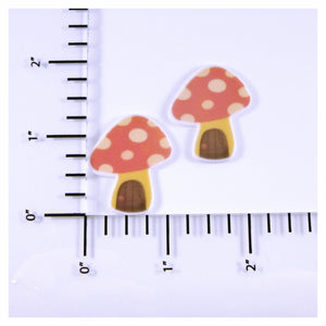 Set of 2 - Planar Resin - Mushrooms - Pink
