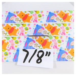 Ribbon by the Yard - 7/8" - Winnie the Pooh, Piglet and Eeyore