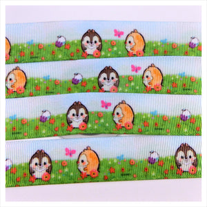 Ribbon by the Yard - 7/8" - Round Chip & Dale Spring scene