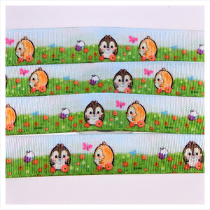 Ribbon by the Yard - 7/8" - Round Chip & Dale Spring scene