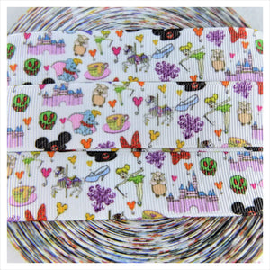 Ribbon by the Yard - 1" - Disney Scatter on White