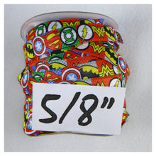 Load image into Gallery viewer, FOE by the Yard - 5/8&quot; - Superhero Logos

