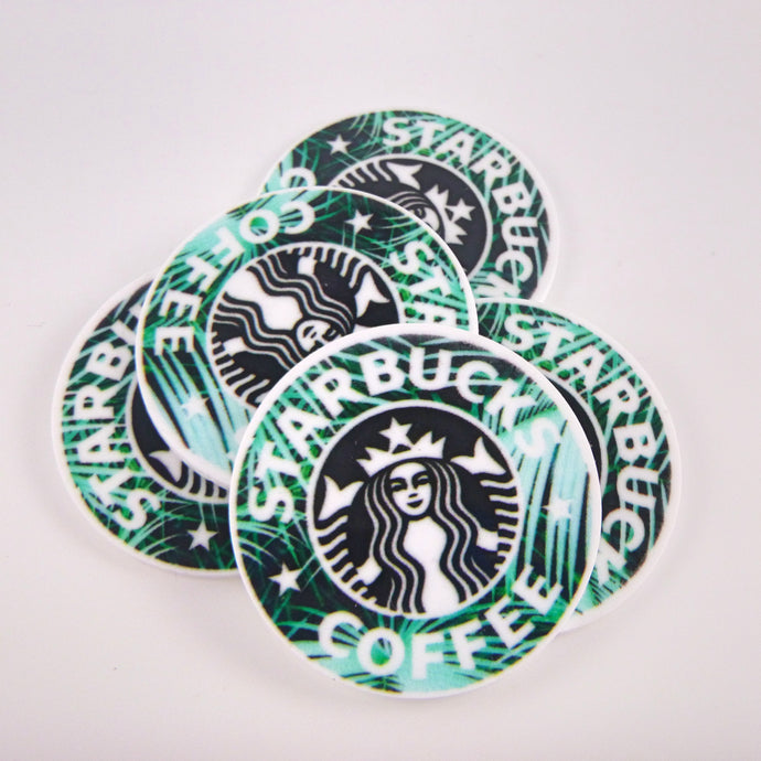 Set of 2 - Planar Resin - Coffee Logo - SBUX - Green Palms with Words