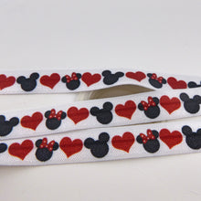 Load image into Gallery viewer, FOE by the Yard - 5/8&quot; - Mickeyand Minnie Heads &amp; Hearts
