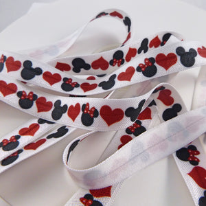 FOE by the Yard - 5/8" - Mickeyand Minnie Heads & Hearts