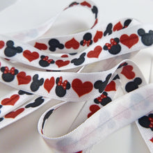 Load image into Gallery viewer, FOE by the Yard - 5/8&quot; - Mickeyand Minnie Heads &amp; Hearts
