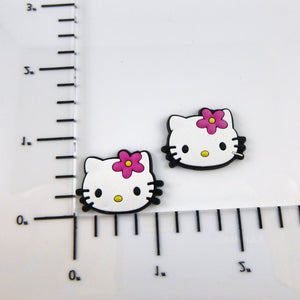 Set of 2 - PVC Resin -  Hello Kitty Head w/ Flower