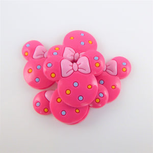 Set of 2 - PVC Resin -  Glossy Pink Minnie Mouse With Polka Dots