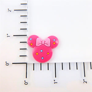 Set of 2 - PVC Resin -  Glossy Pink Minnie Mouse With Polka Dots