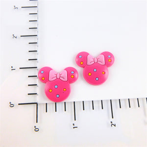 Set of 2 - PVC Resin -  Glossy Pink Minnie Mouse With Polka Dots