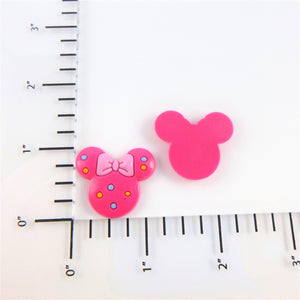 Set of 2 - PVC Resin -  Glossy Pink Minnie Mouse With Polka Dots