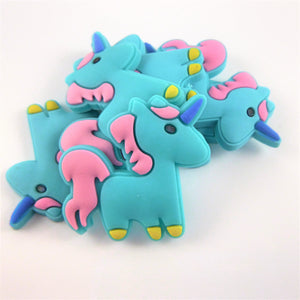 Set of 2 - PVC Resin -  Blue Unicorn