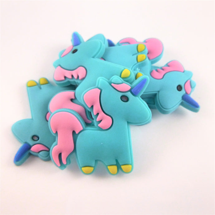 Set of 2 - PVC Resin -  Blue Unicorn