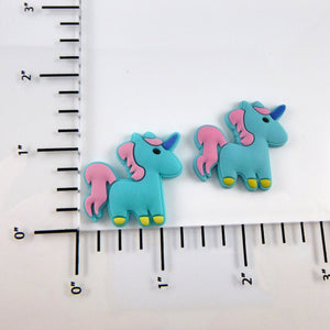 Set of 2 - PVC Resin -  Blue Unicorn