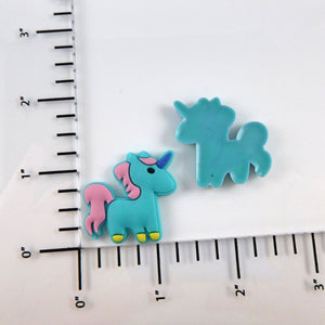 Set of 2 - PVC Resin -  Blue Unicorn