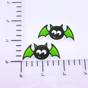 Set of 2 - Planar Resin - Halloween Black & Green Bat