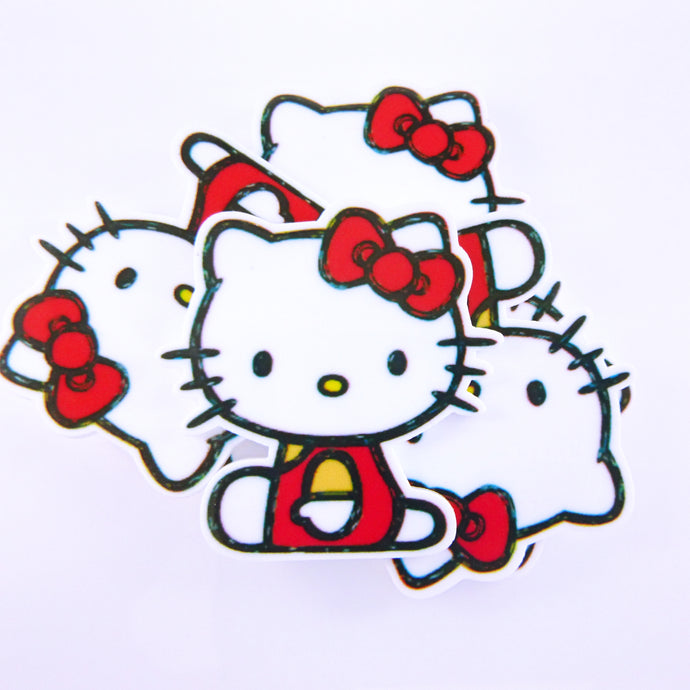 Set of 2 - Planar Resin - Hello Kitty Red Overalls Yellow Shirt