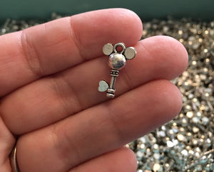 Set of 10 - Mouse Head Key Charms - Tibetan Silver Tone