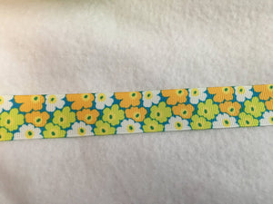 Ribbon by the Yard - Flower Ribbon - Orange, White and Green Flowers