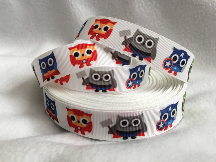 Ribbon by the Yard - Owls Avengers Ribbon