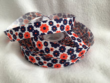 Load image into Gallery viewer, Ribbon by the Yard - Flower Ribbon - Orange and Blue Flowers
