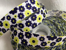 Load image into Gallery viewer, Ribbon by the Yard - Flower Ribbon - Yellow and Blue Flowers
