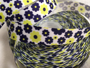 Ribbon by the Yard - Flower Ribbon - Yellow and Blue Flowers