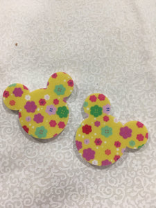 Set of 2 - Planar Resin - Mouse Head Yellow Flowers