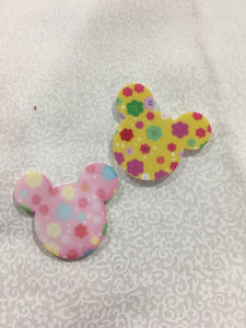 Set of 2 - Planar Resin - Mouse Head Yellow Flowers