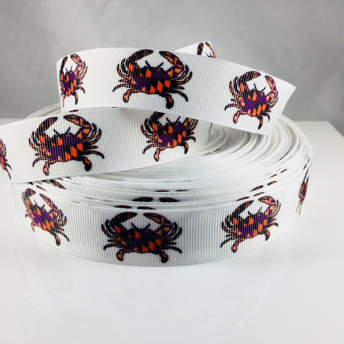 Ribbon by the Yard - Maryland Crabs - Purple and Orange Crabs