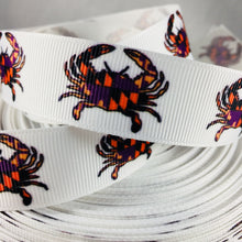 Load image into Gallery viewer, Ribbon by the Yard - Maryland Crabs - Purple and Orange Crabs
