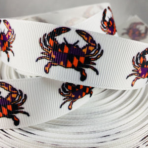 Ribbon by the Yard - Maryland Crabs - Purple and Orange Crabs