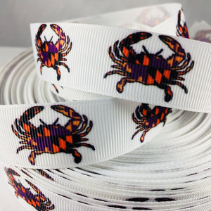Ribbon by the Yard - Maryland Crabs - Purple and Orange Crabs