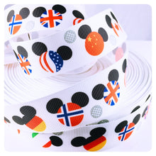 Load image into Gallery viewer, Ribbon by the Yard - World Mickey Heads - Flags - EPCOT
