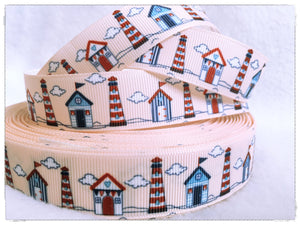 Ribbon by the Yard - Summer Lighthouses and Beach Cottages