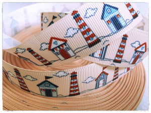 Ribbon by the Yard - Summer Lighthouses and Beach Cottages