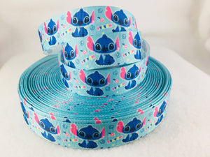 Ribbon by the Yard - Stitch - Cutie - Lilo and Stitch - Light Blue