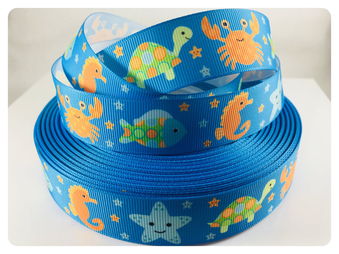 Ribbon by the Yard - Ocean Animals Ribbon