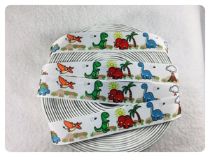 Ribbon by the Yard - 7/8" - Dinosaur Ribbon - Primary Colors